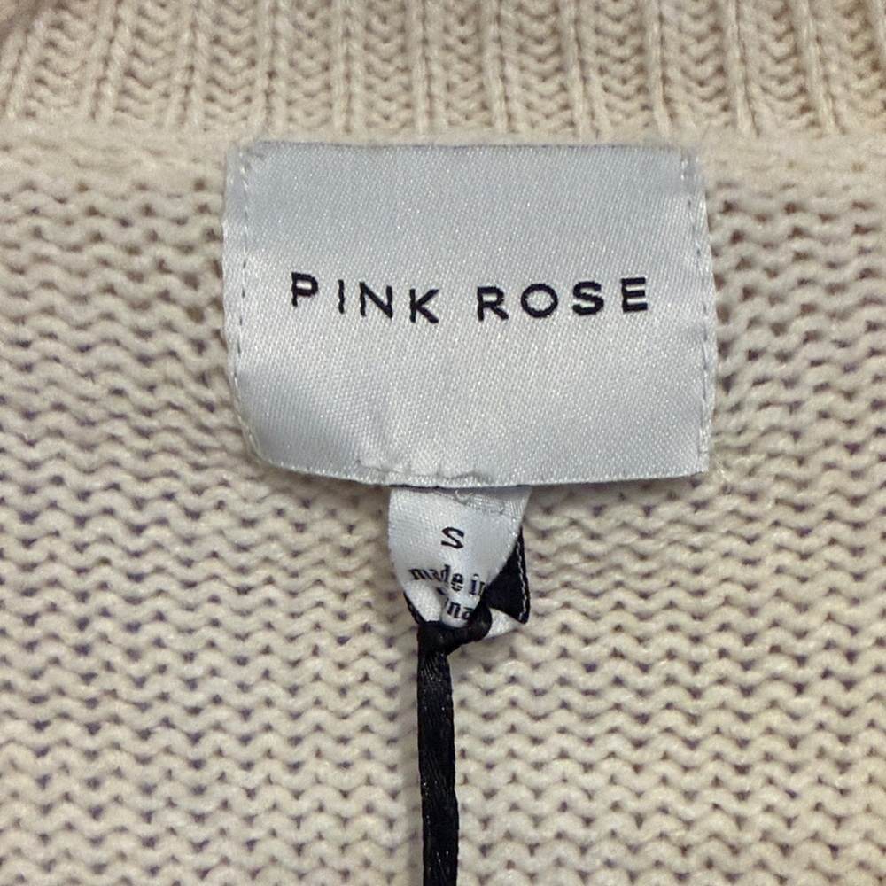 Pink Rose Cream Zip-Up Cardigan - Picture 2 of 4